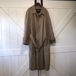 Burberry London Made In USA Mid Rain Coat Trench Jacket Khaki Color 42 Men's